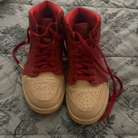 Air jordans, red and tan mid - Picture 1 of 6